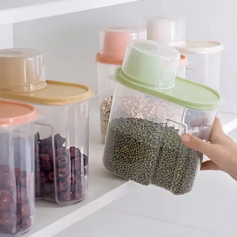 Large Capacity Airtight Dry Food Container, Cereal Flour Grain Food Storage Bottle, Durable Cereal Storage Sealing Can, BPA Free Clear Plastic Kitchen Cereal Bin
