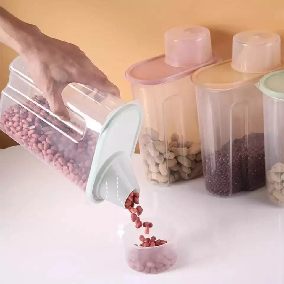 Large Capacity Airtight Dry Food Container, Cereal Flour Grain Food Storage Bottle, Durable Cereal Storage Sealing Can, BPA Free Clear Plastic Kitchen Cereal Bin