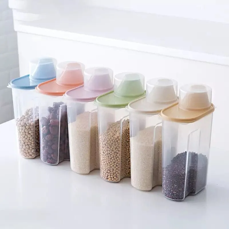 Large Capacity Airtight Dry Food Container, Cereal Flour Grain Food Storage Bottle, Durable Cereal Storage Sealing Can, BPA Free Clear Plastic Kitchen Cereal Bin