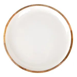 Mango Wood Tray with White Enamel 38x38x4cm