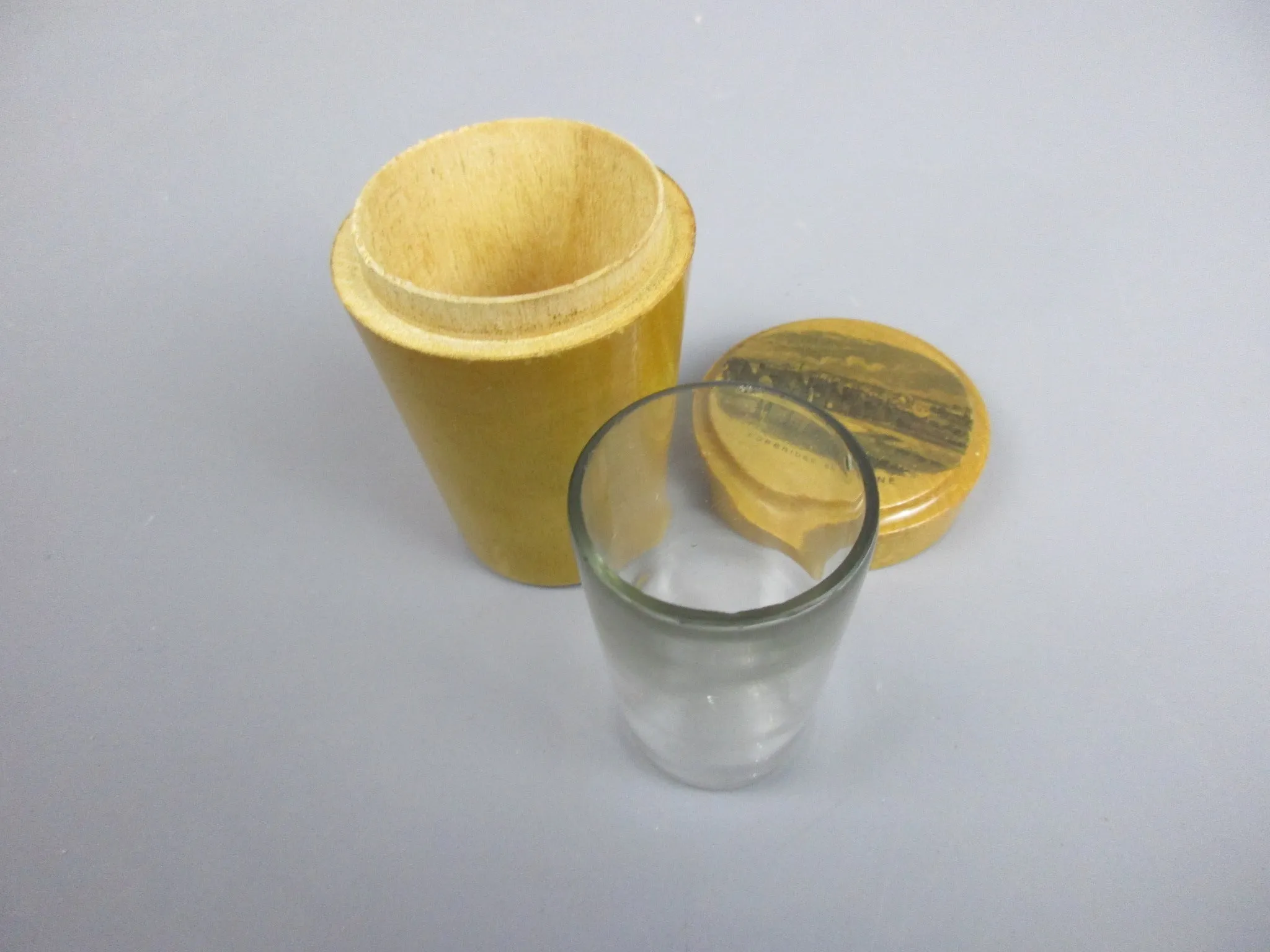 Mauchline Ware Corbridge On Tyne Shot Glass Holder Antique Victorian c1890