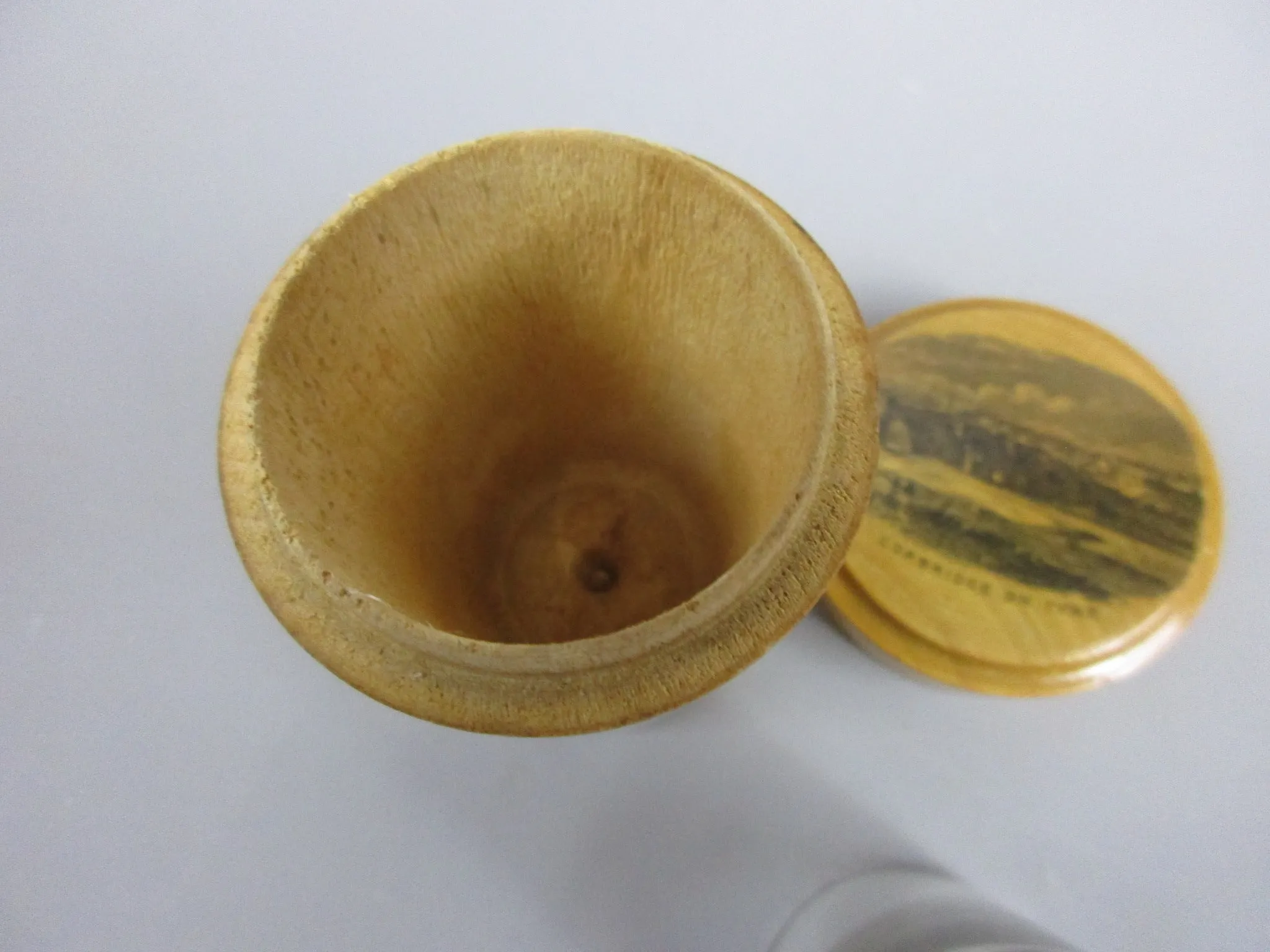 Mauchline Ware Corbridge On Tyne Shot Glass Holder Antique Victorian c1890
