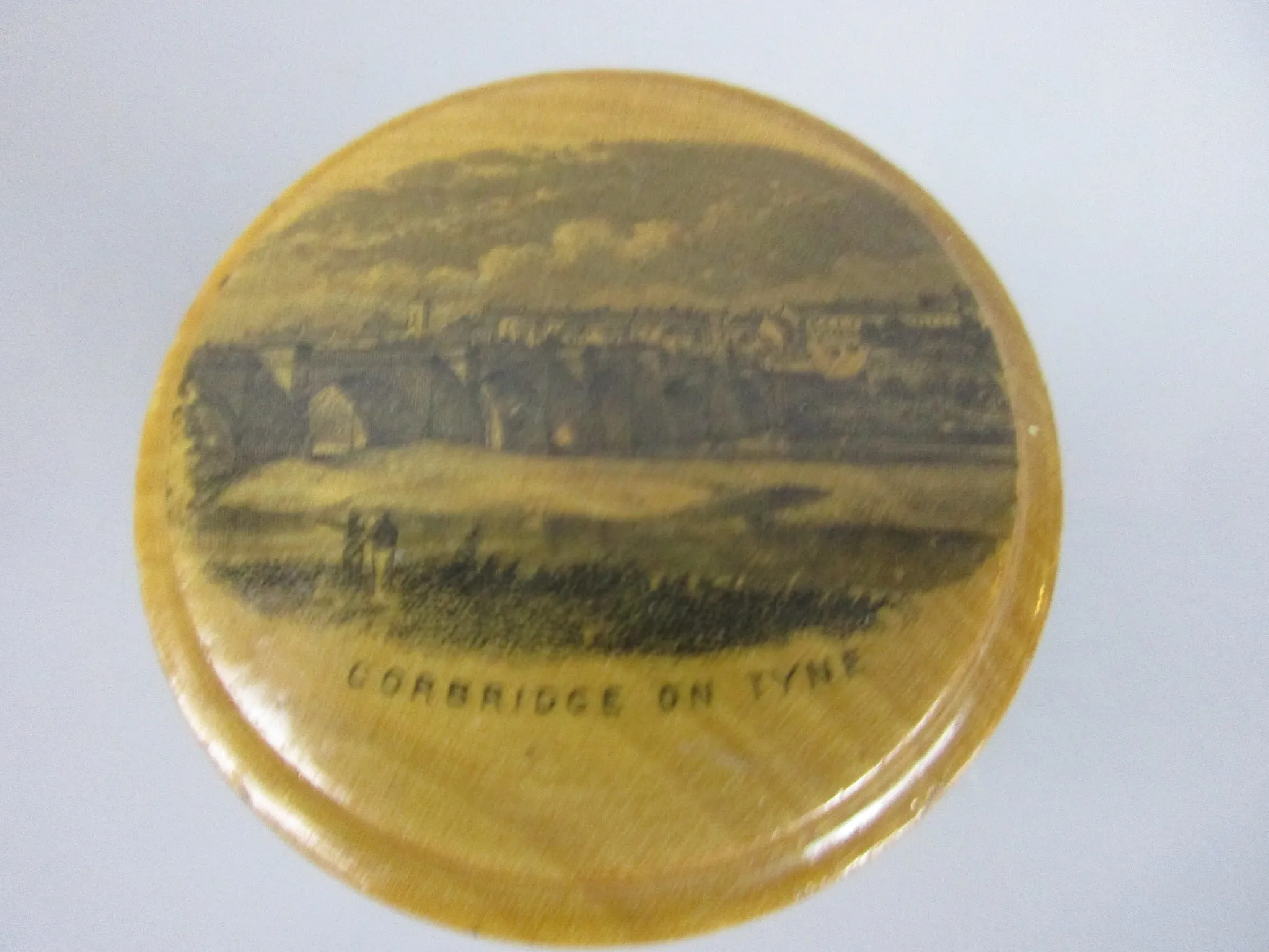 Mauchline Ware Corbridge On Tyne Shot Glass Holder Antique Victorian c1890