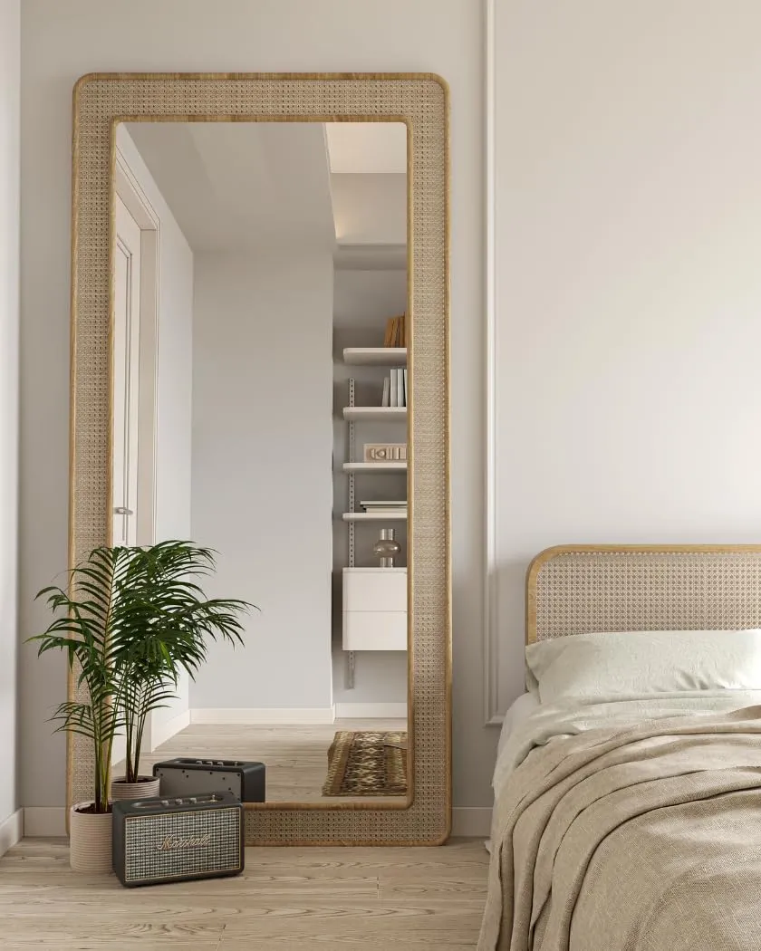 MIRA Luxury Dh�Rani - Wooden and Cane Framed Mirror
