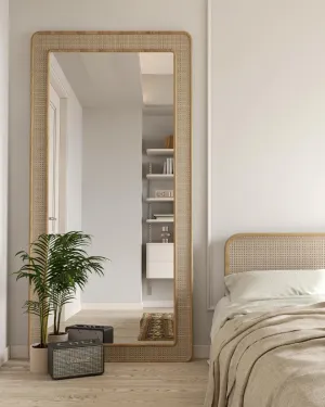 MIRA Luxury Dh�Rani - Wooden and Cane Framed Mirror