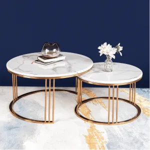 Misty Tube Set of 2 Nesting Coffee Table - Rose Gold