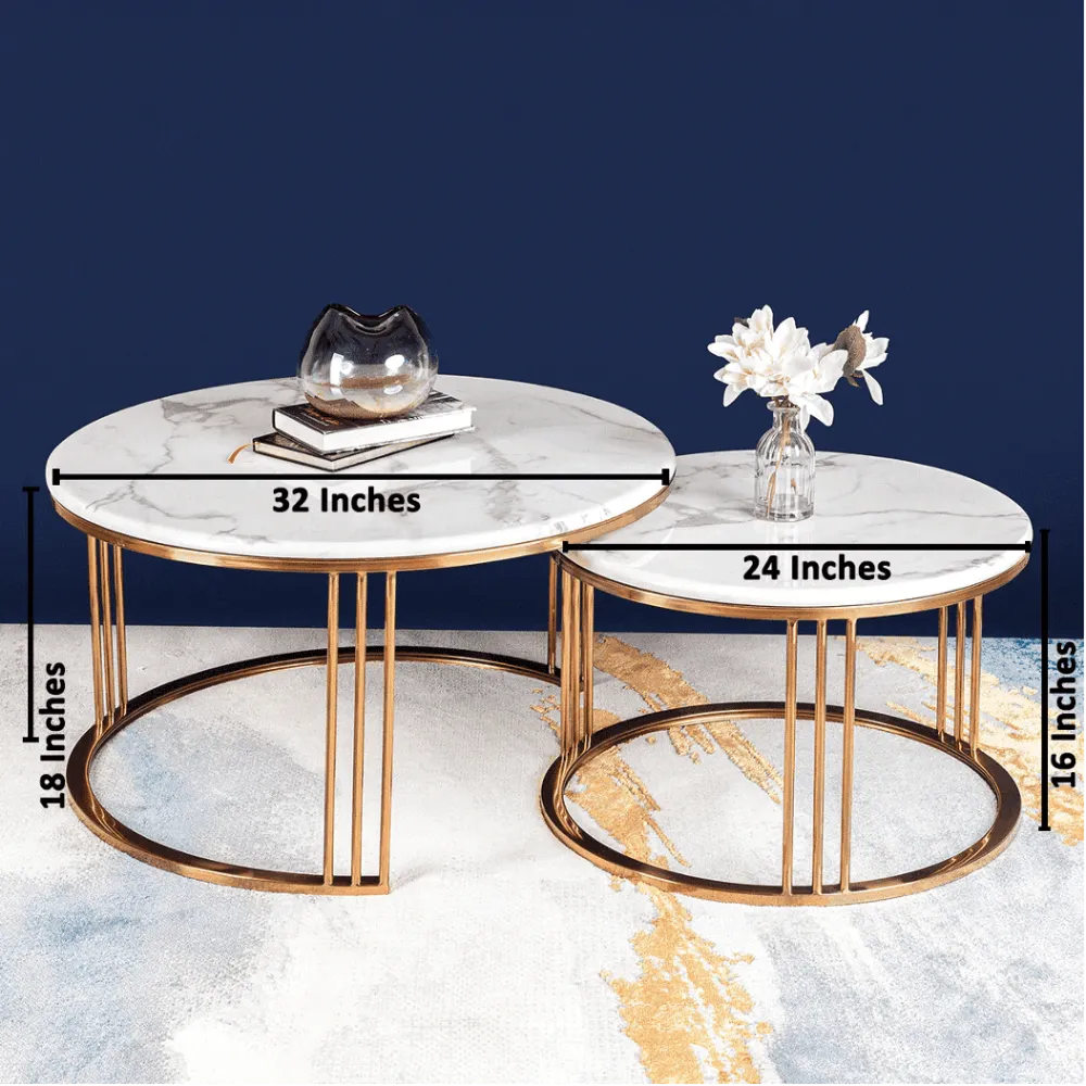 Misty Tube Set of 2 Nesting Coffee Table - Rose Gold