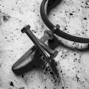 Nail Pendant Necklace Gunmetal Finish