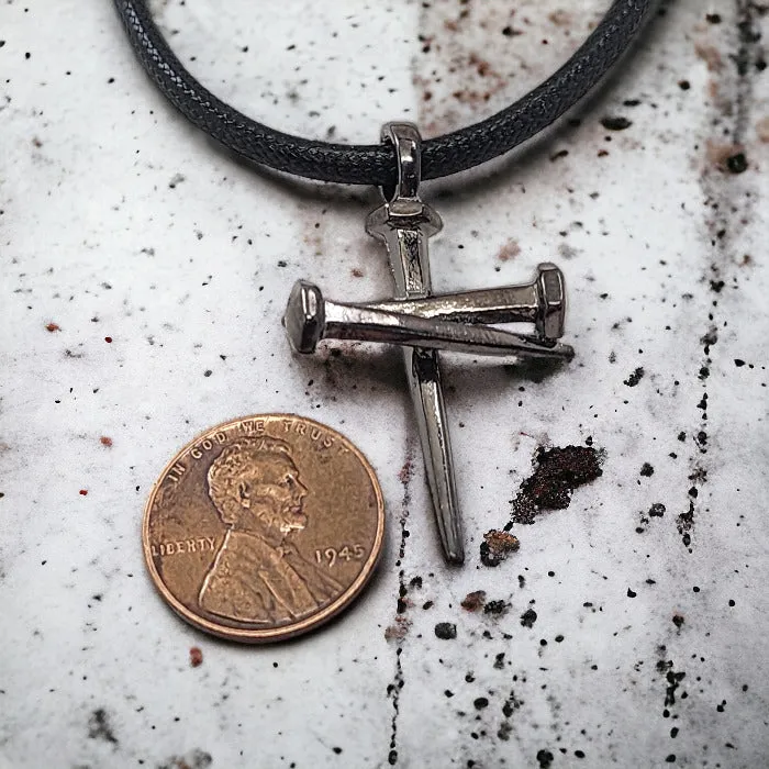 Nail Pendant Necklace Gunmetal Finish