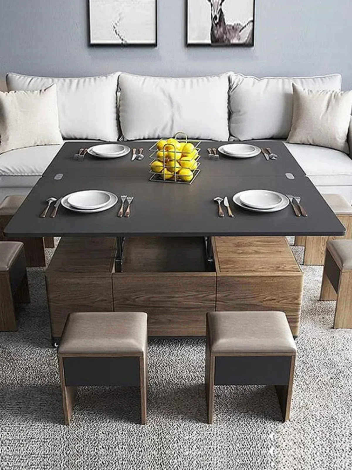 Nordic FlexiLift Coffee Table - Transformable Chic Furniture for Modern Living