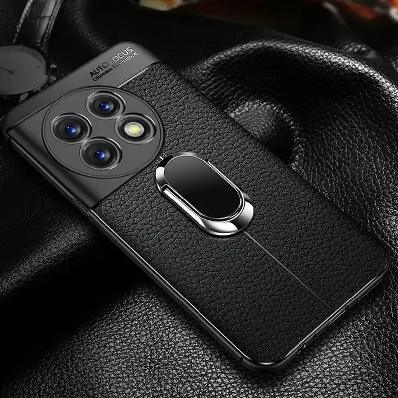 OnePlus 11R Sleek Urban Leather Ring Holder Case