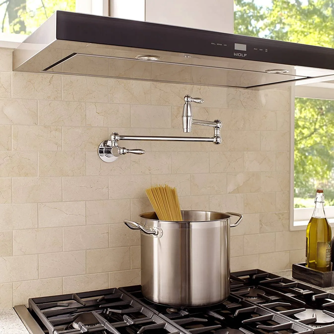 Pfister GT533-TDD Port Haven Pot Filler Faucet in Polished Nickel, Wall-Mount