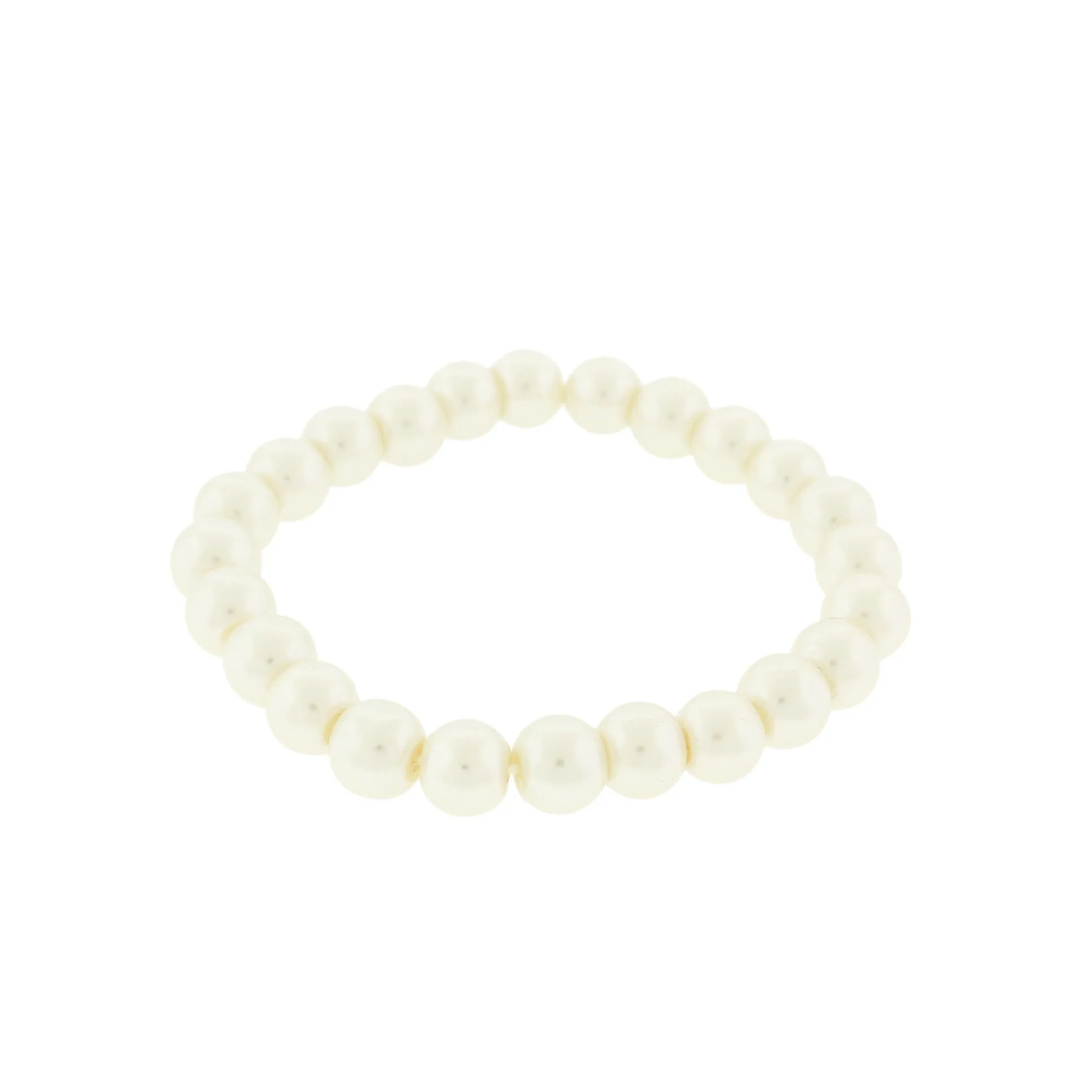 Round Acrylic Bead Bracelet - 51mm - Pearl White - 1 Bracelet - BB042