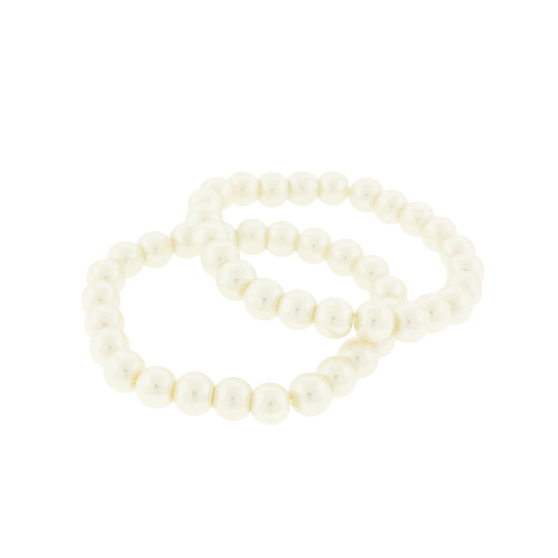 Round Acrylic Bead Bracelet - 51mm - Pearl White - 1 Bracelet - BB042
