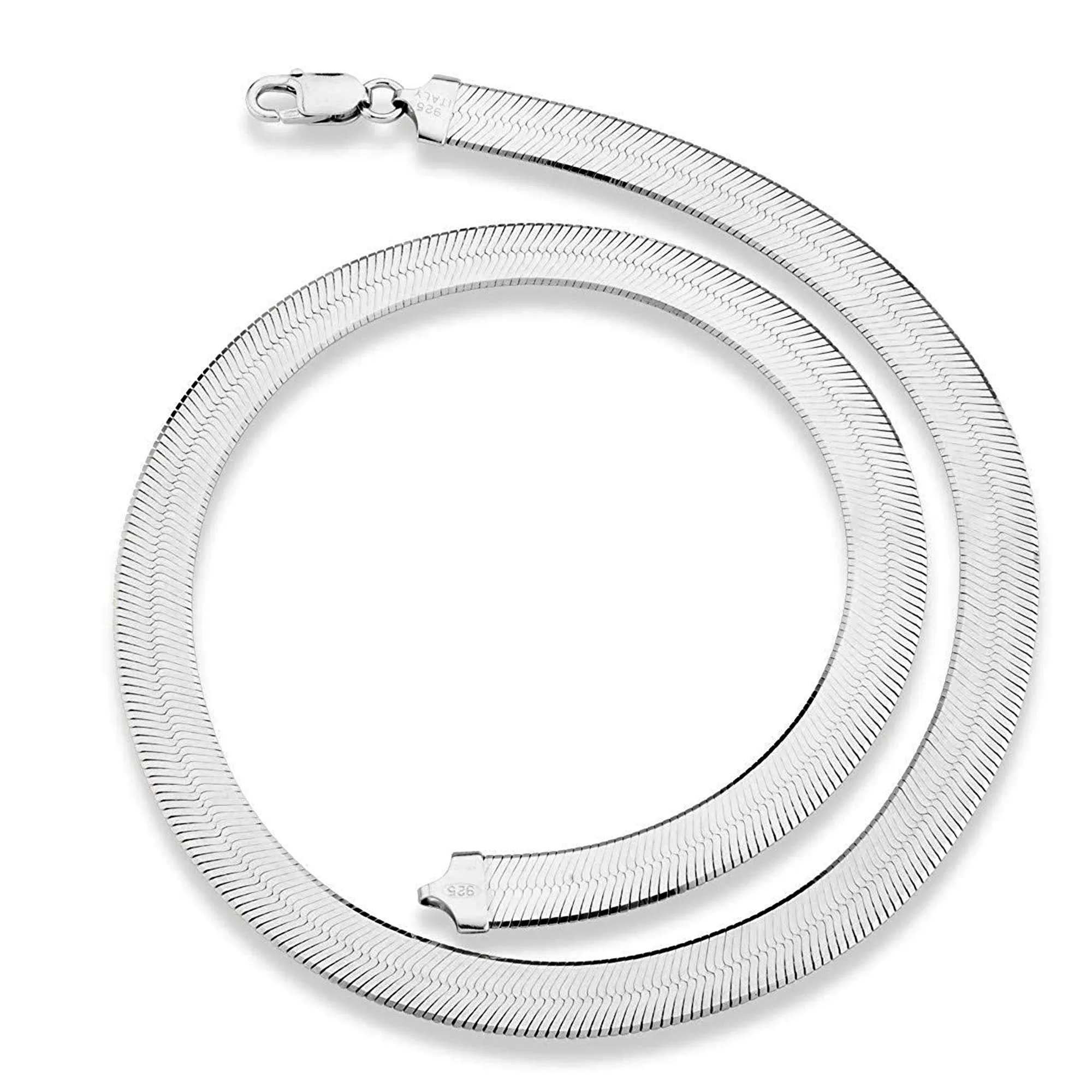 Sterling Silver Imperial Herringbone Chain Necklace, 8mm