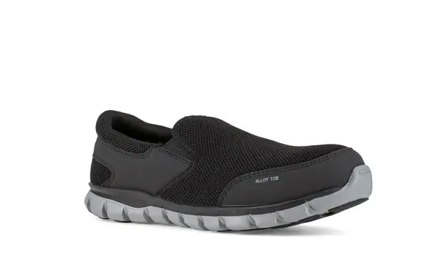 Sublite Cushion Alloy-Toe Slip On Athletic Work Shoe Black/Grey