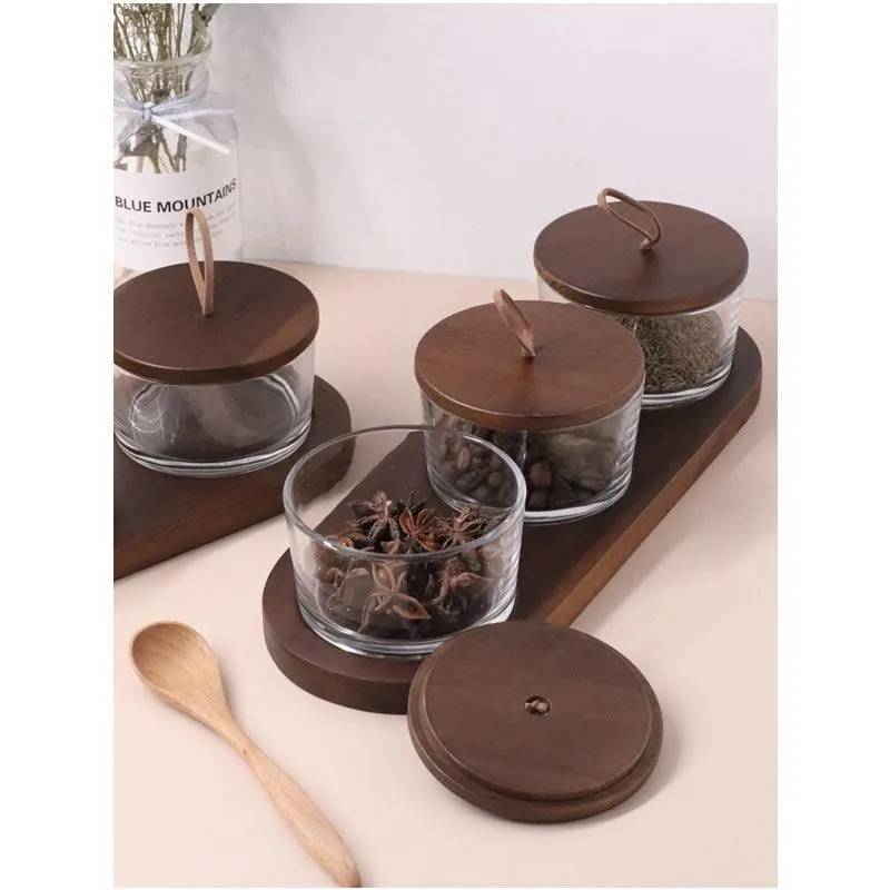 Transparent Glass Food Storage With Wooden Lid Il-44