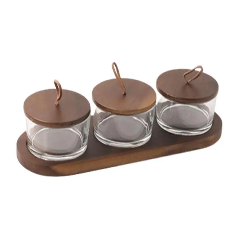 Transparent Glass Food Storage With Wooden Lid Il-44