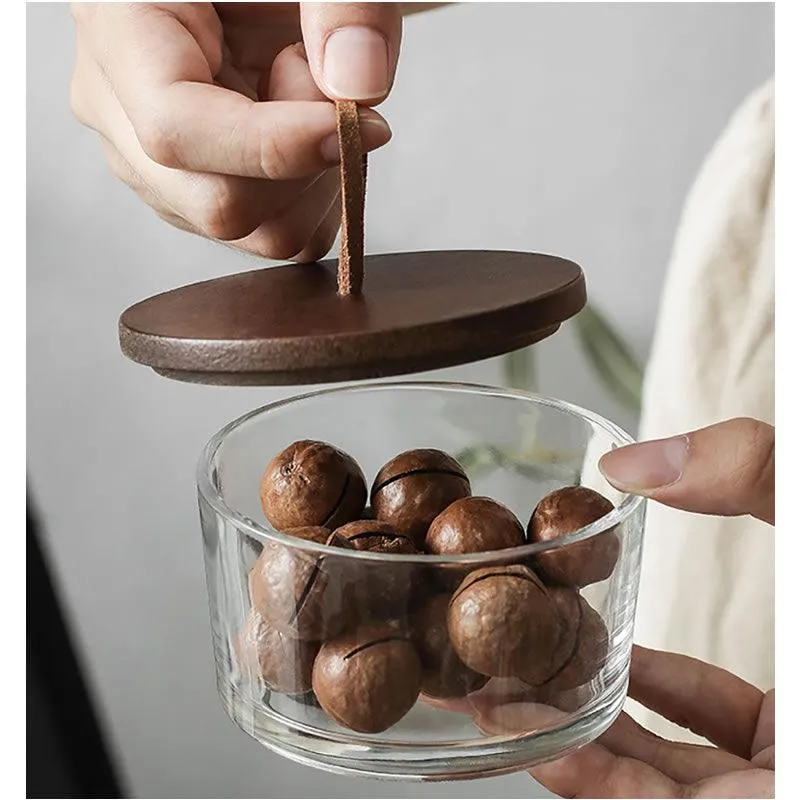 Transparent Glass Food Storage With Wooden Lid Il-44