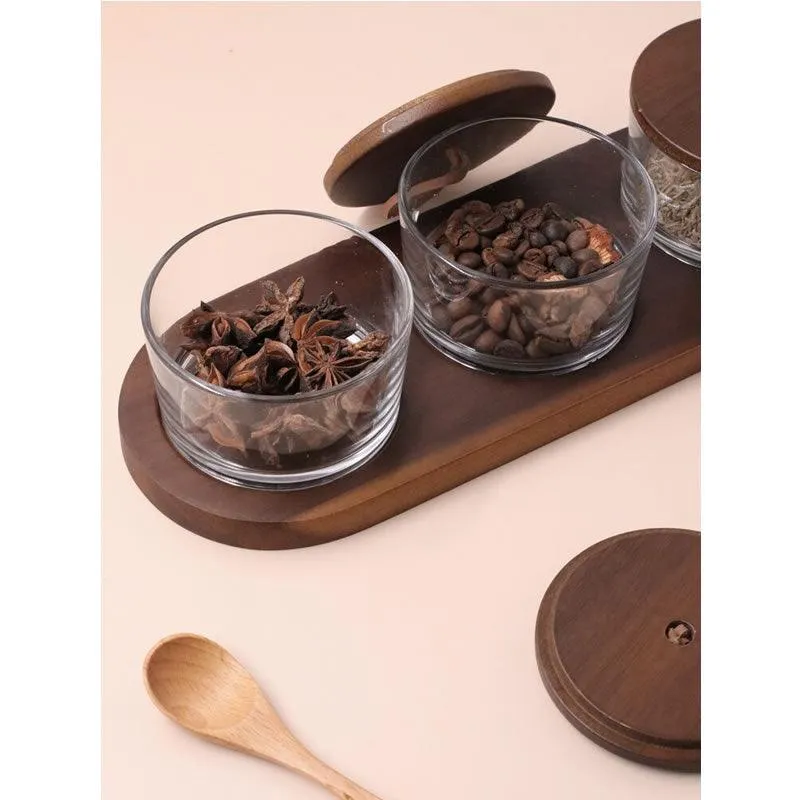 Transparent Glass Food Storage With Wooden Lid Il-44