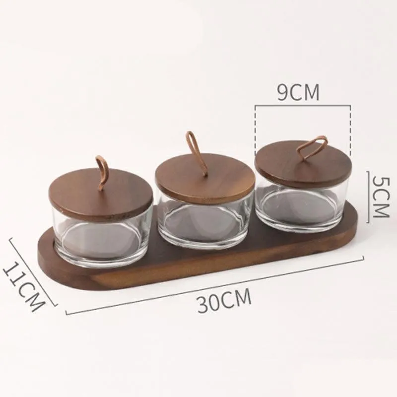 Transparent Glass Food Storage With Wooden Lid Il-44