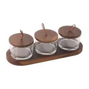 Transparent Glass Food Storage With Wooden Lid Il-44
