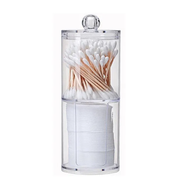 Transparent Makeup Storage Box Cotton Swab Cotton Pad Organizer Brush Plastic Box