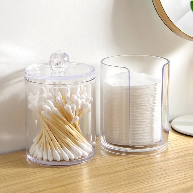 Transparent Makeup Storage Box Cotton Swab Cotton Pad Organizer Brush Plastic Box
