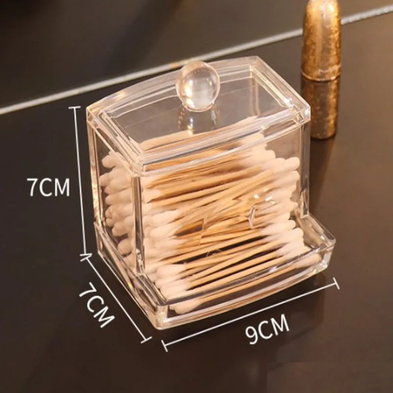 Transparent Makeup Storage Box Cotton Swab Cotton Pad Organizer Brush Plastic Box