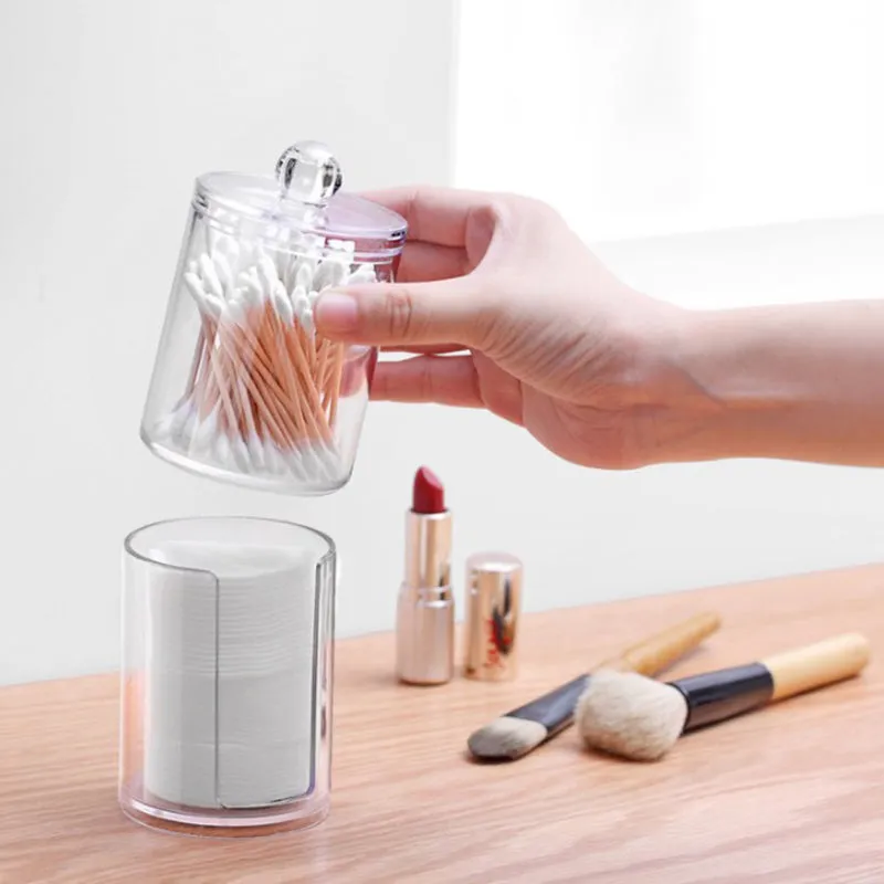 Transparent Makeup Storage Box Cotton Swab Cotton Pad Organizer Brush Plastic Box