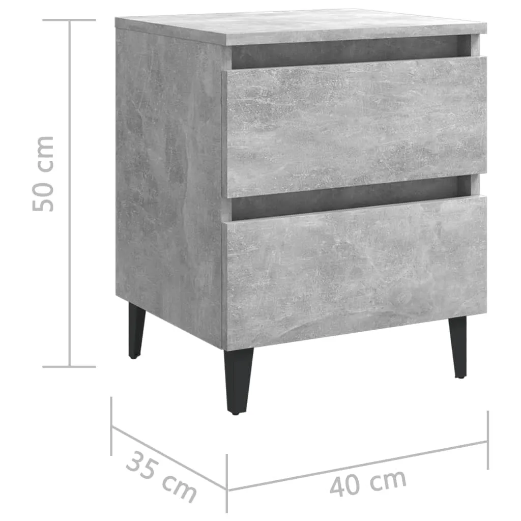 vidaXL Bed Cabinet Concrete Grey - Stylish Engineered Wood Nightstand with Ample Storage, 40x35x50 cm
