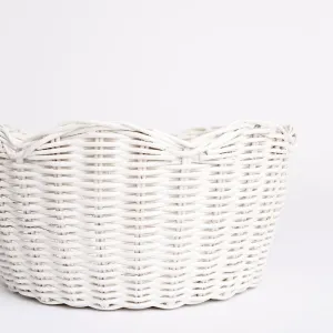 White Wicker Scalloped Bowl