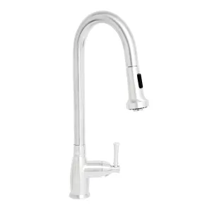 Whitehaus WHS6800-PDK-PSS Waterhaus Single-Hole Faucet with Gooseneck Swivel Spout