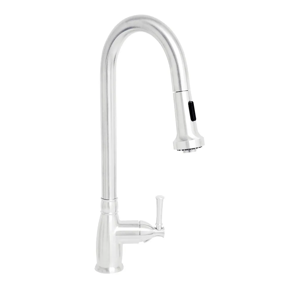 Whitehaus WHS6800-PDK-PSS Waterhaus Single-Hole Faucet with Gooseneck Swivel Spout