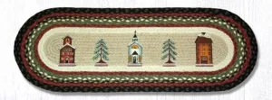 Winter Village Oval Braided Jute Table Runner