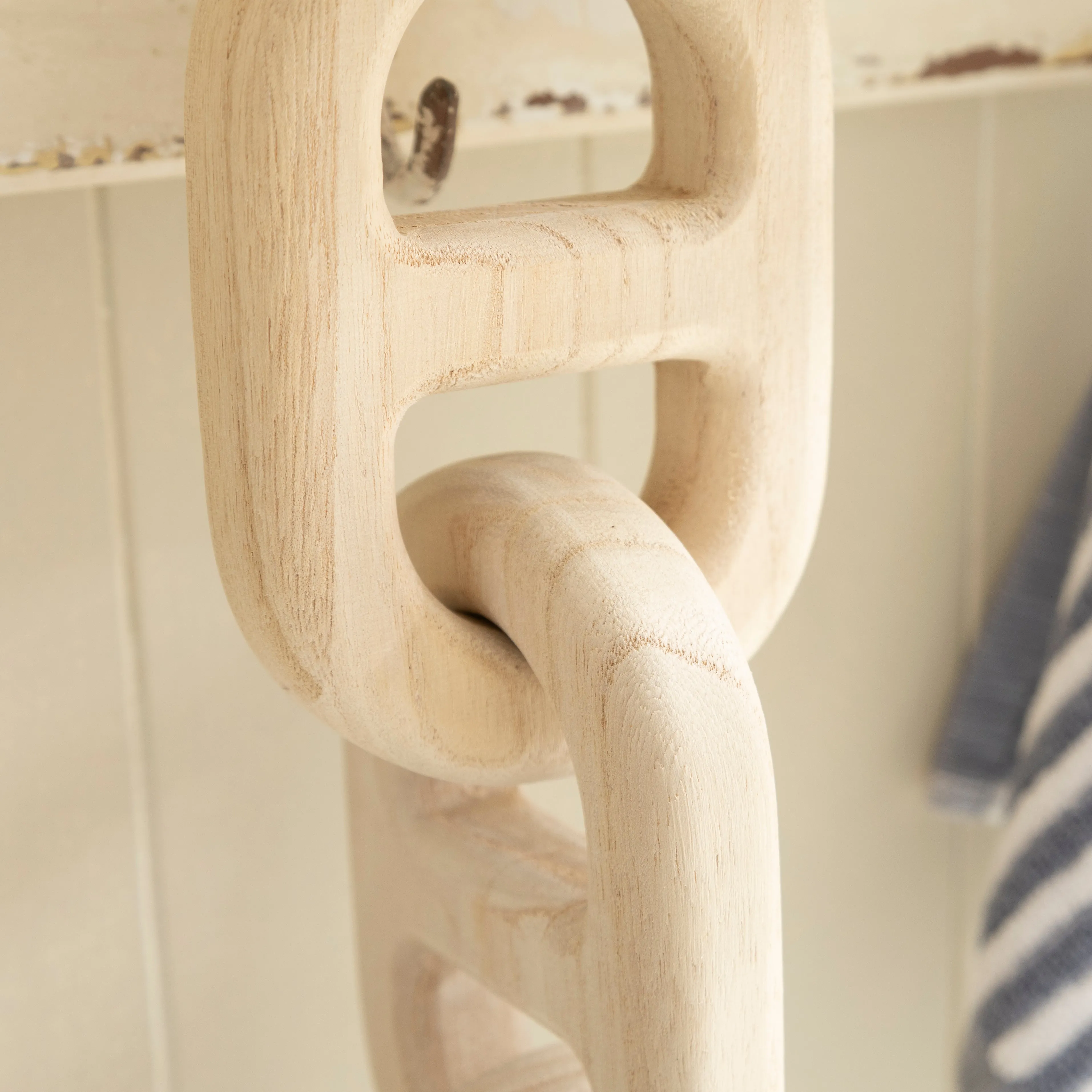 Wooden Decorative Stud Chain Links - Rustic Coastal Accent Piece