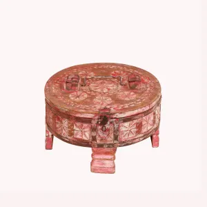 Wooden pink colour distressed Chakki box with Lid