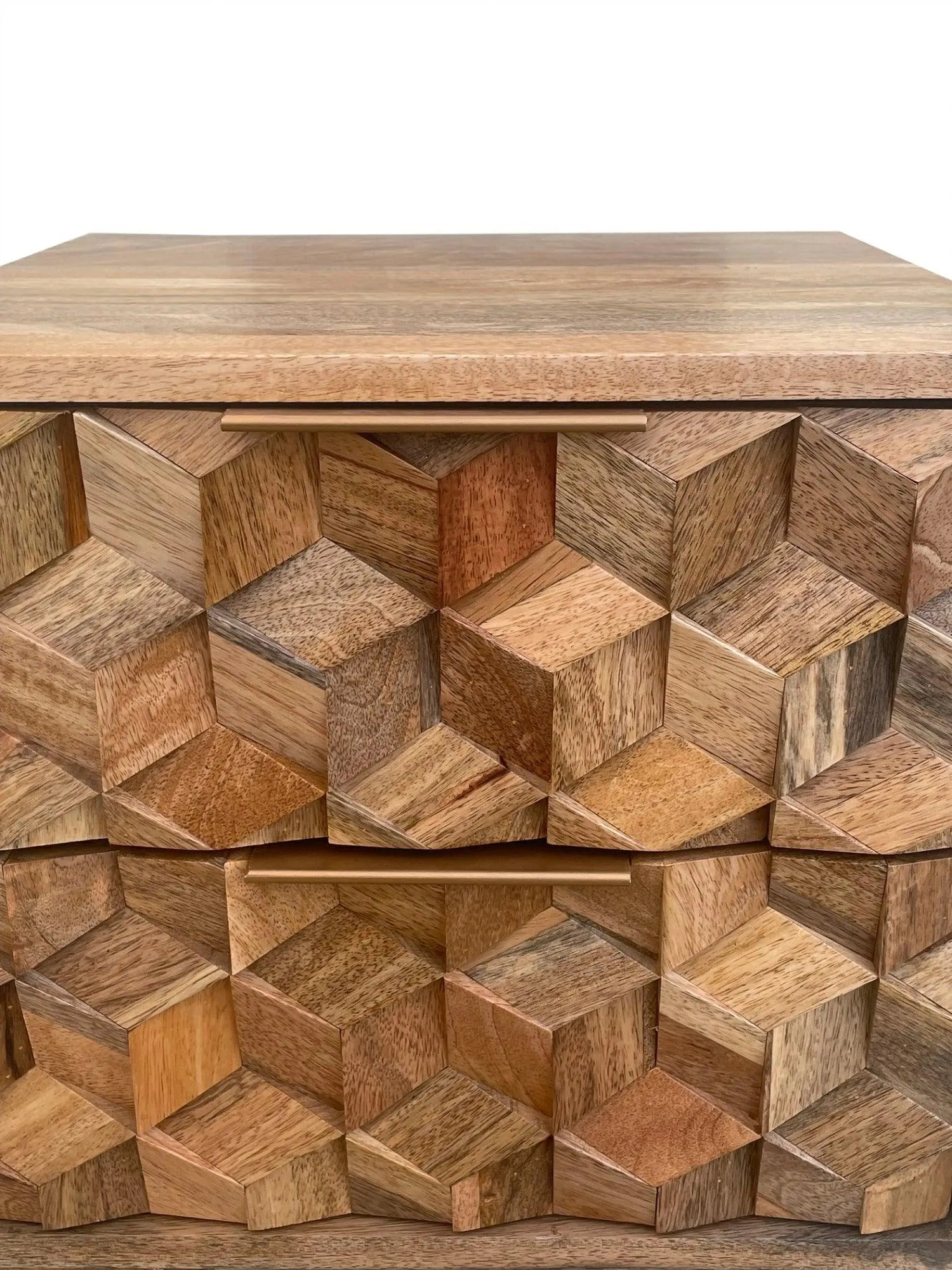 Wooden Twist Nucleus Carved Mango Wood Bedside Table
