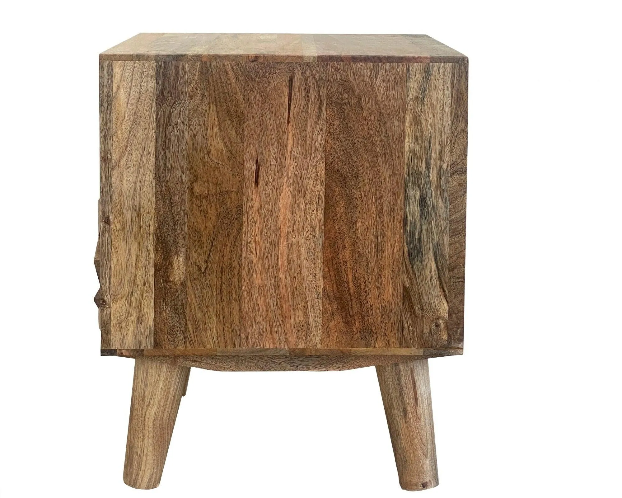 Wooden Twist Nucleus Carved Mango Wood Bedside Table